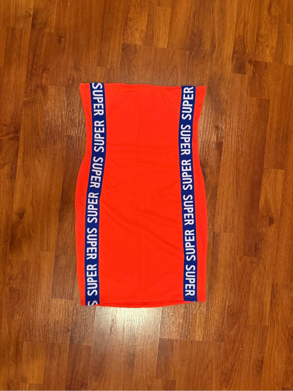 Fashion Nova Orange Pencil Skirt with Blue Branded Side Panels